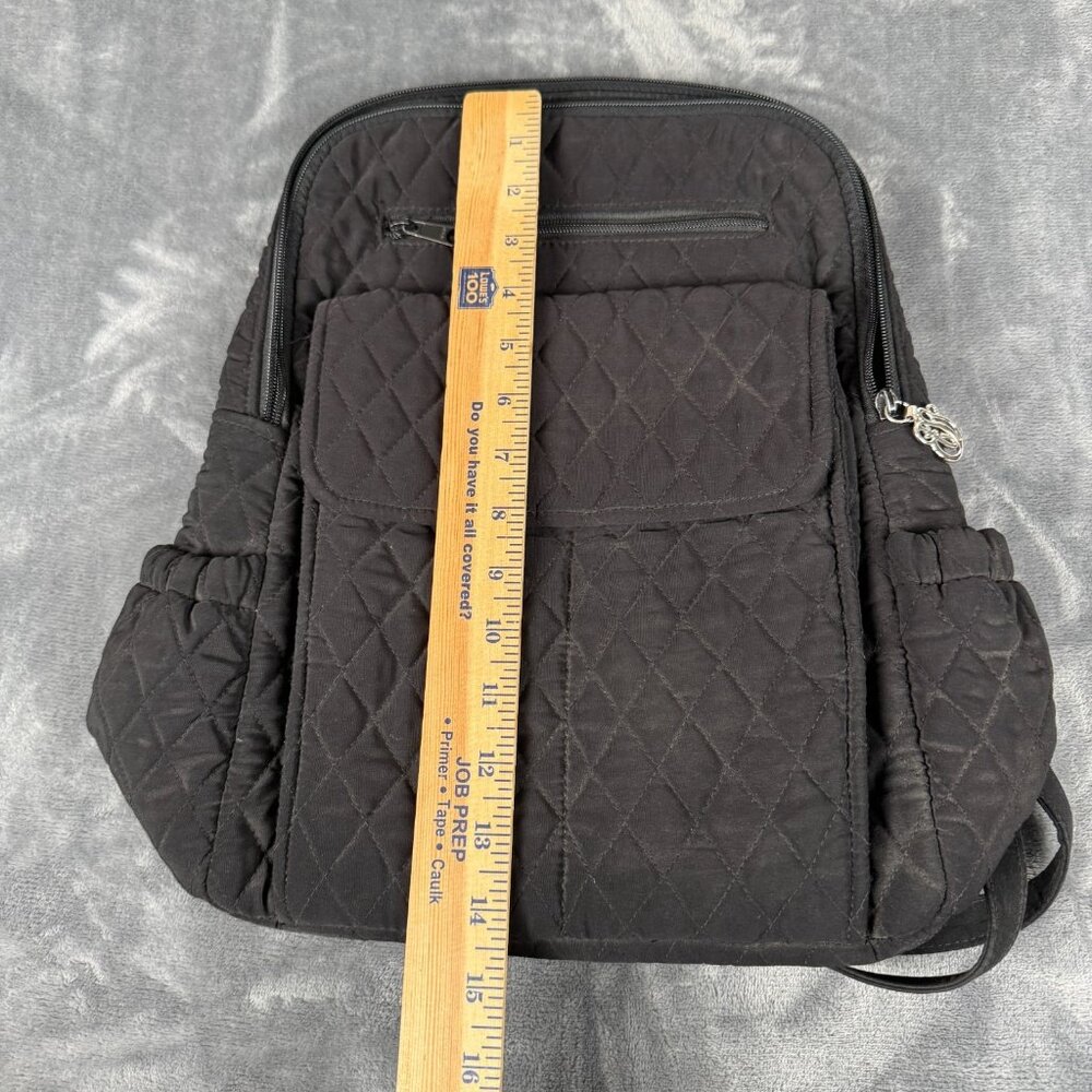Vera Bradley Black Quilted Back Back Pack  14"x12" Zip Closure - Picture 8 of 10